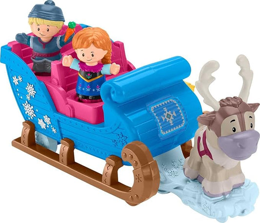 Fisher-Price Little People Toddler Toy Disney Frozen Kristoff’s Sleigh Vehicle with Character Figures for Pretend Play Kids Ages 18+ Months (Amazon Exclusive)
