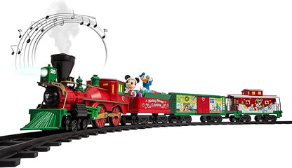 Lionel Disney Battery-Operated Mickey Mouse Express Toy Train Set with Bluetooth, Locomotive, Train Cars, & Track with Authentic Train Sounds, Lights, & Water Vapor Smoke Effects for Kids 4+