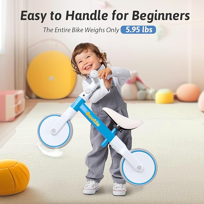 8“ Toddler Balance Bike for 2 Year Old, Adjustable Seat & Handlebar, Age18 Months to 5 Years Old, No-Pedal Training Bike First Gifts-Blue