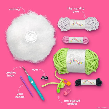 Squishmallows Original Wendy The Frog Crochet Kit, Includes Yarn, Crochet Hook, Starter Hooks, Step-by-Step Tutorials, Exclusive Crochet Kit, DIY Craft, Crochet Kits, Great Teen Gifts
