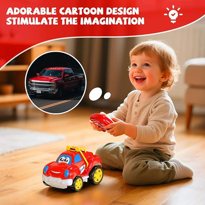 Toddler Remote Control Car Pickup Truck Toy for Kid Cartoon RC Vehicle for Toddlers 1-3 Durable Construction for Boys & Girls