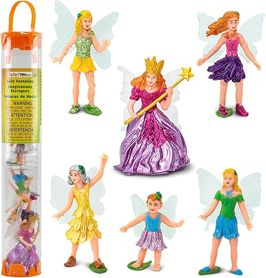Safari Ltd. Fairy Fantasies TOOB - 6 Mini Figurines Including Fairy Queen, Baby, and Flower Fairies Jasmine, Buttercup, Violet, Iris - Enchanting Toy Figure Set for Boys, Girls & Kids Ages 3+