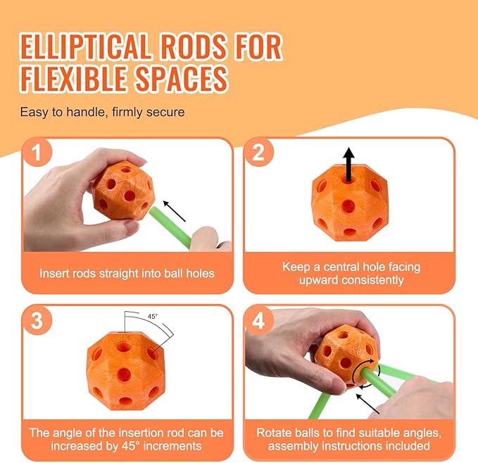 VEVOR Fort Building Kit for Kids, 85PCS Glow in The Dark STEM Building Toys, Educational Gift for 4 5 6 7 8+ Year Old Boys & Girls, Indoor Outdoor Play Tent Construction Toys with 55 Rods and 30 Balls