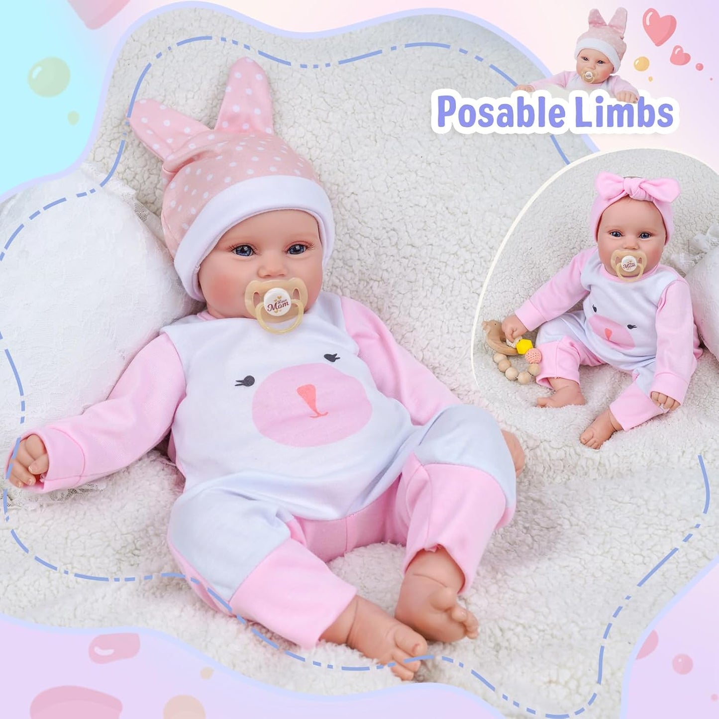 BABESIDE Reborn Baby Dolls - 20 Inch Cute Soft Vinyl Realistic-Newborn Baby Doll for 3+ Year Old Girls Kids Real Life Like Baby Doll