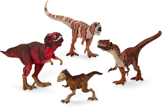 Schleich Dinosaurs - 4 PC Red Dinosaur Playset for Boys and Girls - with T Rex Figure, Allosaurus, Intrepidus and Majungasaurus - Jurassic Era Realistic Dino Figurine Toys for Kids 3+ | 77726