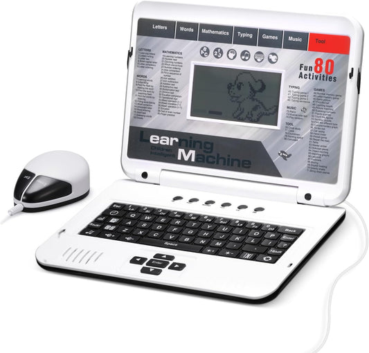 LESHITIAN Kids Laptop - 80 Learning Modes to Learn Alphabet, Words, Mathematics, Play Games and Music - Toy for Children Ages 5+