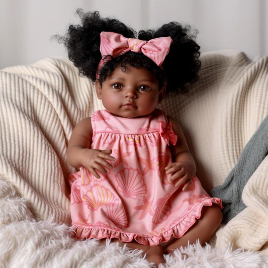BABESIDE Lifelike Reborn Baby Dolls Daisy Black Girl- 20 Inch Soft Body Realistic-Newborn Handmade Real Life Baby Dolls with Clothes and Toy Gift for Kids Age 3+