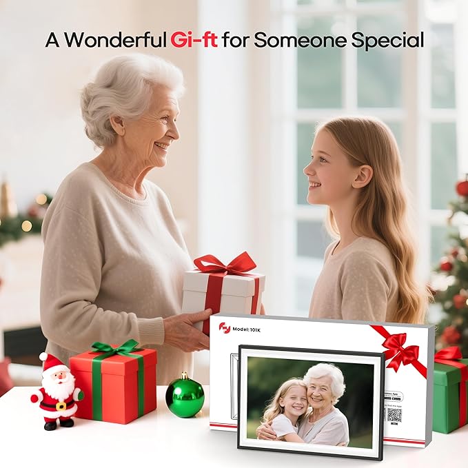 Frameo 10.1" WiFi Digital Picture Frame with 32GB Memory, 1280 x 800 IPS HD Touch Screen Electronic Photo Frame, Auto-Rotate, Slideshow, Wall Mountable, Share Photos/Video Remotely Anywhere