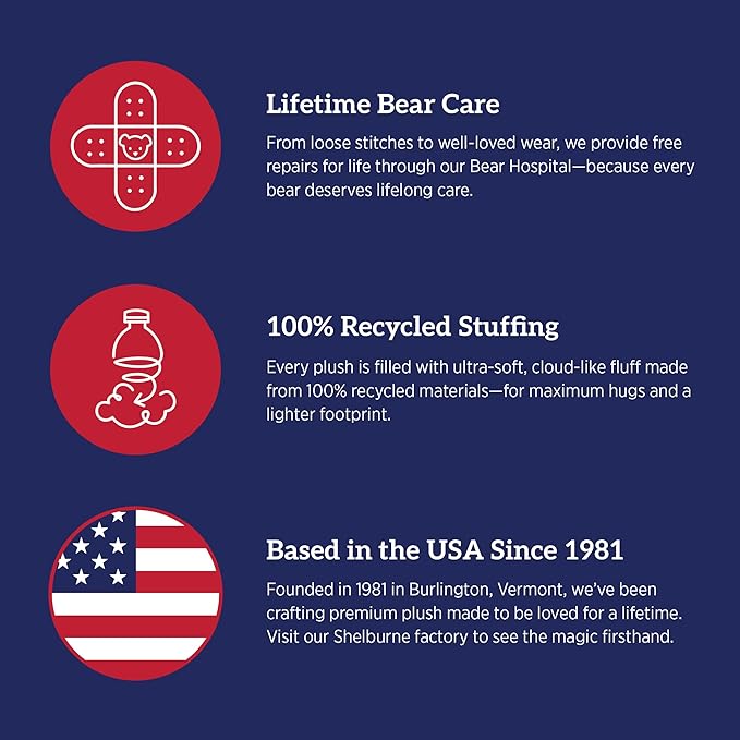 Vermont Teddy Bear Stuffed Animal – 15 Inch Brown Bear Plush Toys, Ultra Soft and Cute Stuffed Plushie, Classic Gift Toy, Perfect for Snuggling for Kids, Boys and Girls, Buddy Collection