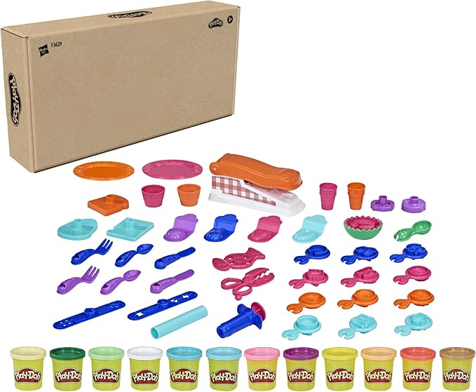 Play-Doh Kitchen Creations Fun Factory Playset, Arts and Crafts Toy for Kids 3 Years and Up with 12 Cans and 42 Tools (Amazon Exclusive)