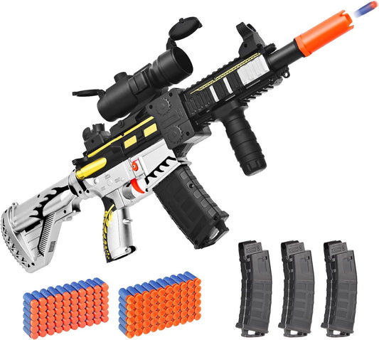 Realistic Toy for Nerf Guns Dart - Electric Sniper Rifle with Scope 120 Soft Bullets 3 Magazine, Automatic Foam Blaster for Boy Age 8-12 Years Old, Indoor Outdoor Present for Adult Kid Holiday