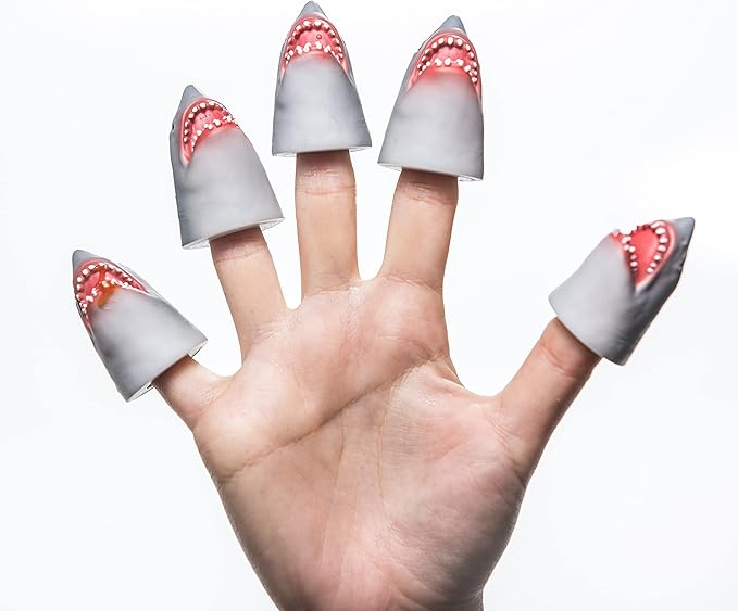 AQKILO Shark Finger Puppet Set, Ocean Animal Puppet Show Theater Props, Novelty Toys Weird Stuff Gifts,10 PCS