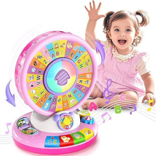 Toys for 1 2 3 Years Old Boys Girls, Musical Spin & Sing Alphabet Zoo with Lights & Sounds, Learning Educational Toys for Toddler 1-3, Christmas Birthday Gifts for Baby Kids Age 6-9-12-18 Months