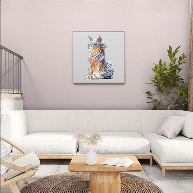 White Cat Wooden Puzzles for Adults, Unique Animal-Shaped Jigsaw Puzzles, Irregular Wood Puzzle Adult Birthday for Cat Lovers Family Friend, 80 Pieces 8.5 * 8.4in