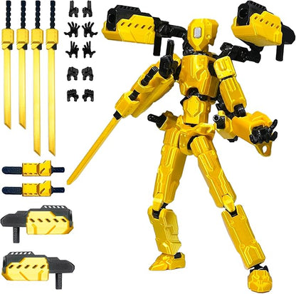 (Assembly Completed) 8 inch T13 Action Figure Set,T 13 Action Figure Multi-Articular Mobile Robot Nova T-13,Desktop Decorations for Game Lovers Toys (Yellow)