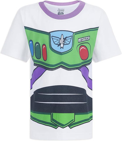 Disney Toy Story Buzz Lightyear Boys’ T-Shirt and Shorts Set for Toddler and Little Kids - White/Black