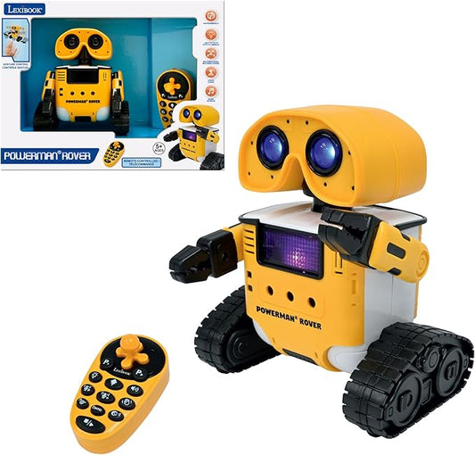 LEXiBOOK, Powerman® Rover, Your Adorable Remote-Controlled Robot Companion, Remote and Gesture Control, Plays Music and Dances, Repeats After You, Light and Sound Effects, STEM programmable, ROB14