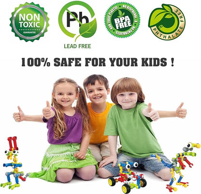 Stem Building Toys for 3 4 5 6 7 8 Year Old Boys Girls Kids,180 Pieces Building Blocks Educational Learning Toys with Large Storage Box,Ideal Christmas Birthday Gifts