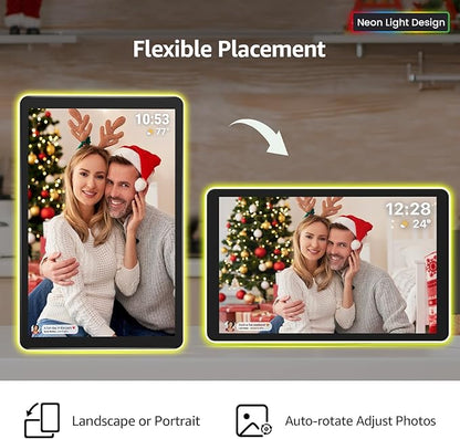 ApoloSign Neon Light Digital Picture Frame - 10.1" HD Display | AI Color-Changing LED Strip Digital Photo Frame | Quick Share Photos/Videos, Easy Setup in Frameo App | Best Digital Frame for Gifting
