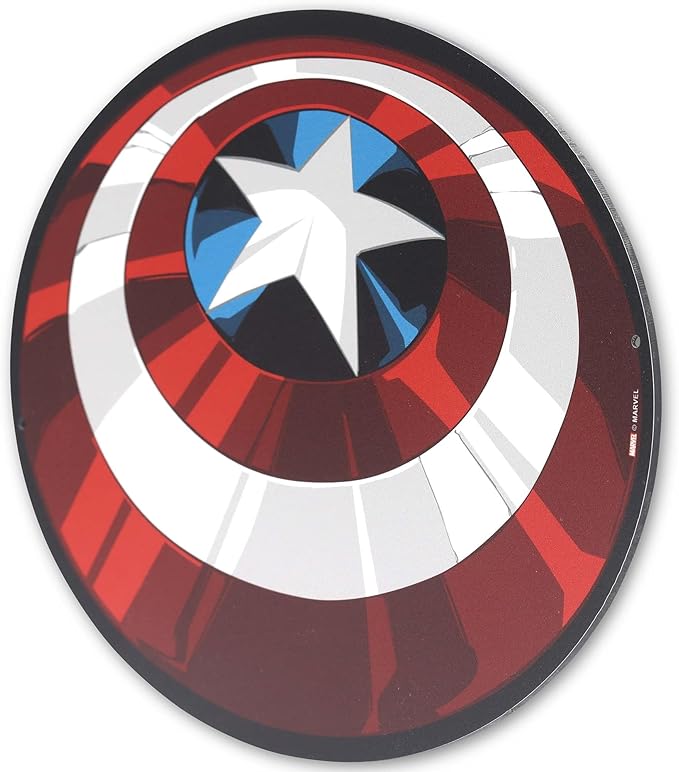 Open Road Brands Marvel Captain America Dimensional Shield Metal Sign - Fun Captain America Wall Art for Home