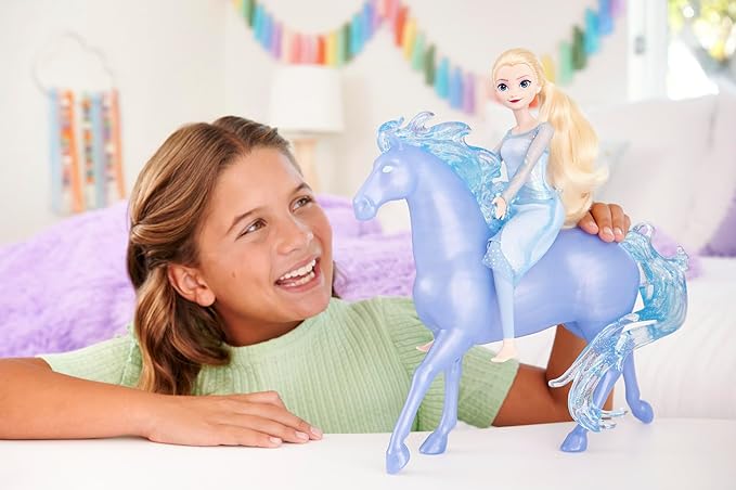 Mattel Disney Frozen Toys, Elsa Fashion Doll & Horse-Shaped Water Nokk Figure Set, Inspired by the Frozen 2 Movie