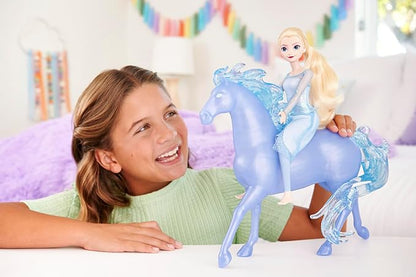 Mattel Disney Frozen Toys, Elsa Fashion Doll & Horse-Shaped Water Nokk Figure Set, Inspired by the Frozen 2 Movie