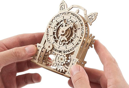 UGEARS Vintage Alarm Clock 3D Puzzle - Wooden Model Kit for Adults to Build - Mechanical Model Desk Clock Making Kit - 3D Jigsaw Puzzle Wood Toy Clock - DIY Brain Teaser Puzzle Construction Set
