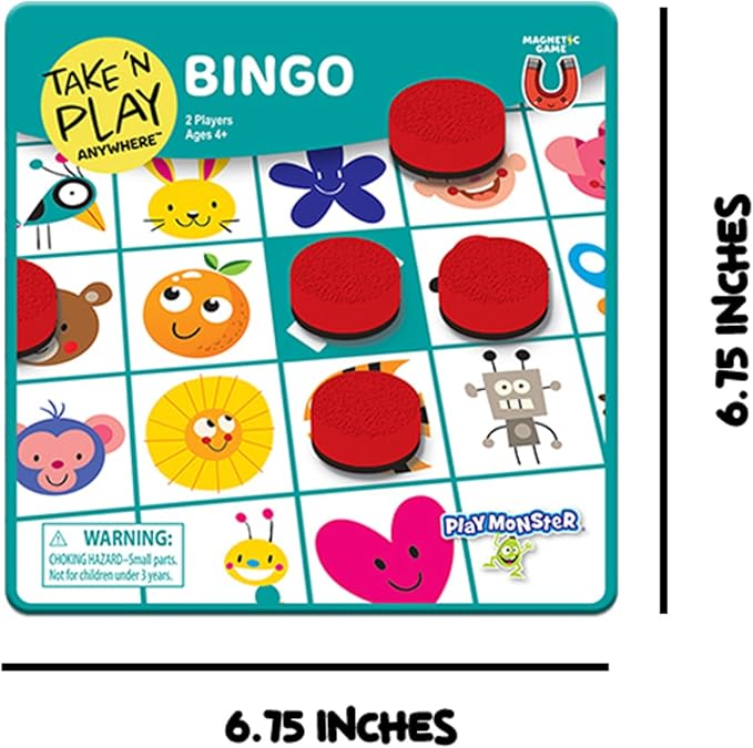 PlayMonster Take N Play Anywhere Bingo - Magnetic Pieces in Magnetic Travel Friendly Tin for Fun on the Go- For Ages 4+