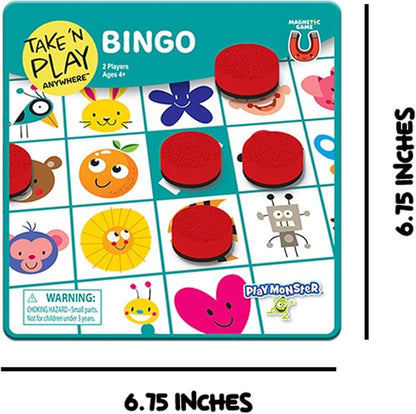 PlayMonster Take N Play Anywhere Bingo - Magnetic Pieces in Magnetic Travel Friendly Tin for Fun on the Go- For Ages 4+