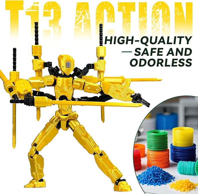 (Assembly Completed) 8 inch T13 Action Figure Set,T 13 Action Figure Multi-Articular Mobile Robot Nova T-13,Desktop Decorations for Game Lovers Toys (Red)