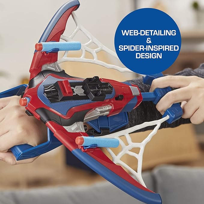 Marvel Spider-Man Web Shots Spiderbolt NERF Powered Blaster Toy, Fires Darts, 3 Darts, Kids 5+ Years (Amazon Exclusive)