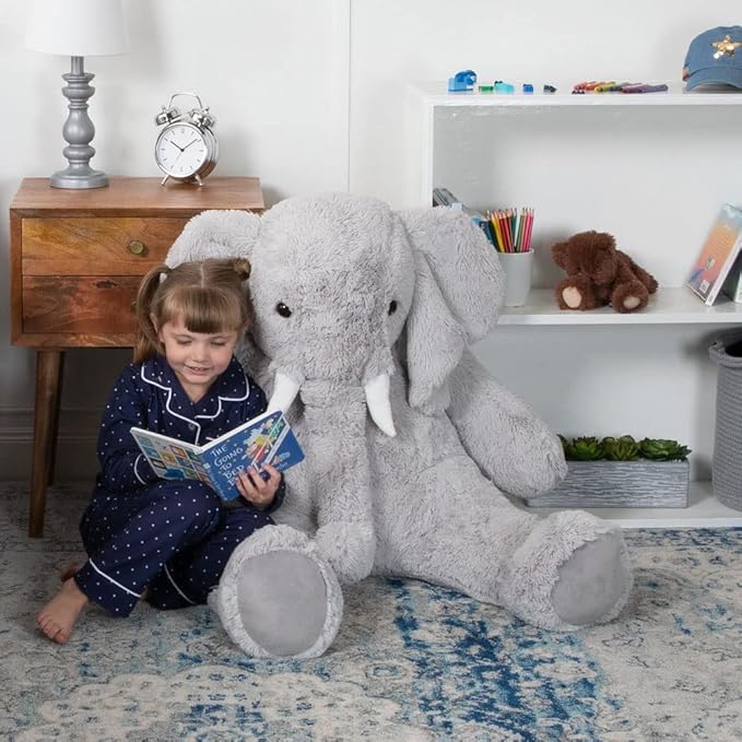 Vermont Teddy Bear Giant Elephant Stuffed Animal – 4 Foot Big Stuffed Elephant Plush from Giant Cuddle Collection Collectible Plushie for All Ages – Finished in The USA
