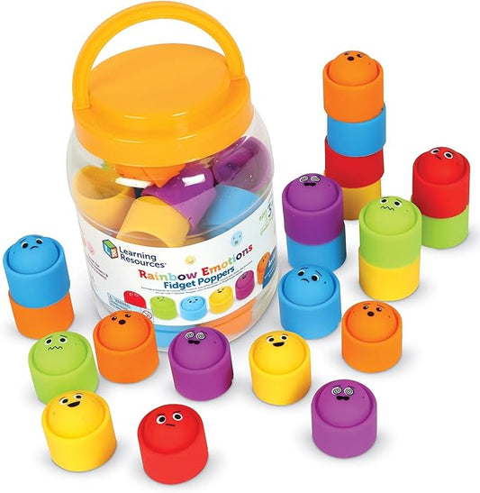 Learning Resources Rainbow Emotion Fidget Poppers Classroom Set, 24 Pieces, Ages 3+, Autism Sensory Toys, Social-Emotional Learning,Sensory Toys for Toddlers