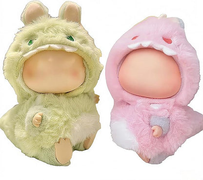 (2-Pack) 17cm Doll Clothes Set, Plush Green Dinosuar and Pink Dinosaur Outfits for 17cm Dolls, Soft and Stylish Dress Up Doll Clothes, Adorable and Cute Clothing with Cozy Texture and Fun Design