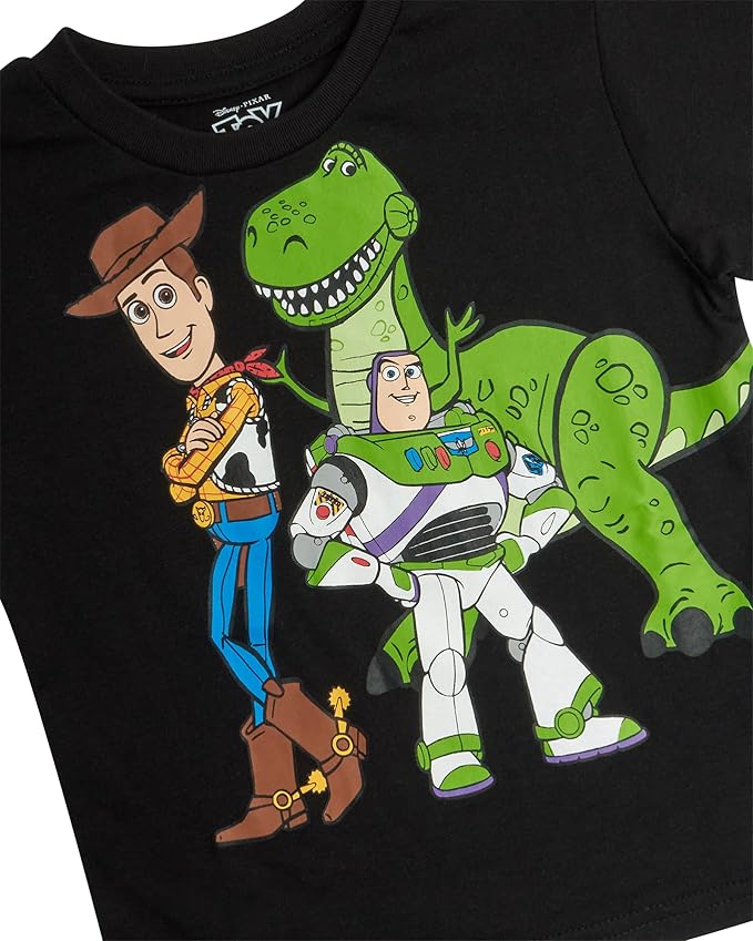 Disney Cars Toy Story Boys Shirts - 2 Pack Lightning McQueen Buzz Lightyear Short Sleeve Boys Tees for Toddler and Little Boy