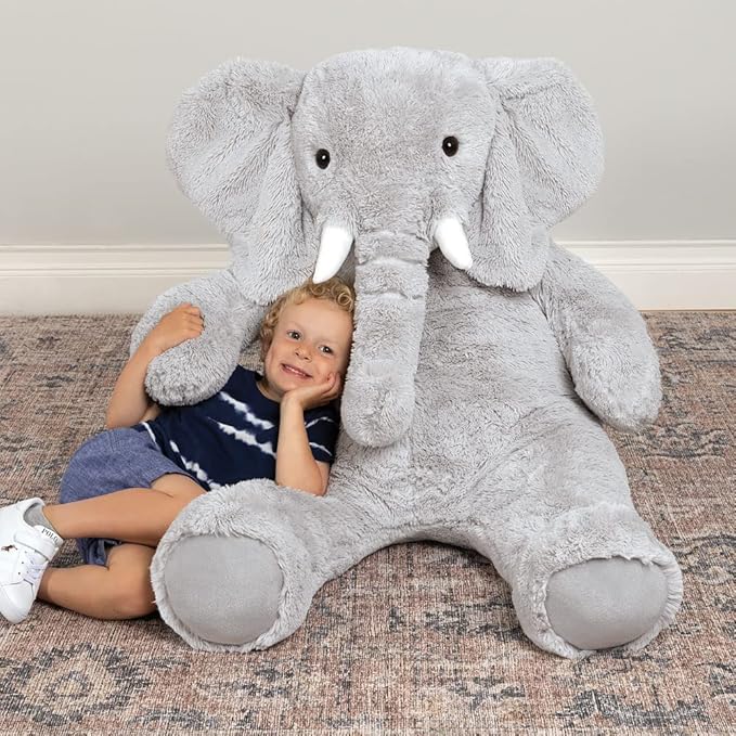 Vermont Teddy Bear Giant Elephant Stuffed Animal – 4 Foot Big Stuffed Elephant Plush from Giant Cuddle Collection Collectible Plushie for All Ages – Finished in The USA