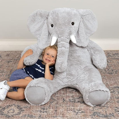Vermont Teddy Bear Giant Elephant Stuffed Animal – 4 Foot Big Stuffed Elephant Plush from Giant Cuddle Collection Collectible Plushie for All Ages – Finished in The USA