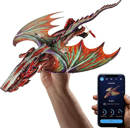 POWERUP 4.0 Dragon Edition - The Next-Generation Smartphone Controlled Paper Airplane Kit, RC Controlled. Easy to Fly with Autopilot & Gyro Stabilizer. for Hobbyists, Pilots, Tinkerers.