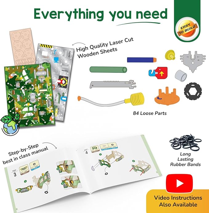 Smartivity Missile Truck - STEM Toy for Kids | Build Your Own Millitary Truck with Air-Powered -Rotating Launcher | Birthday Gift for Smart Kids | Toy for Boys & Girls Ages 8,9,10,11,12,13,14 Years