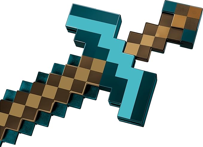 Mattel Minecraft Transforming Diamond Sword & Pick-Axe Kid-Sized 2-in-1 Toy Accessory for Role-Play & Costumes (Amazon Exclusive)