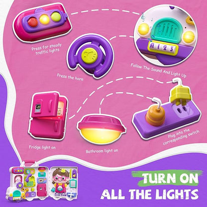 54-in-1 English & Spanish Busy Board Montessori Toys Gift for 1 2 Year Old Girls, Educational Montessori Learning Toys for 1 Year Old, Christmas Toys Gifts for 1 2 Year Old Girl, 1 Year Old Gift Toy