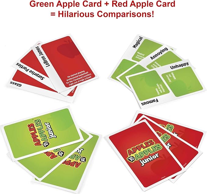 Mattel Games Apples to Apples Junior, The Game of Crazy Comparisons, Board Game with 504 Cards, Family Party Game Especially for Kids, Gift for Kid, Teen & Family Game Night Ages 9 Years & Older