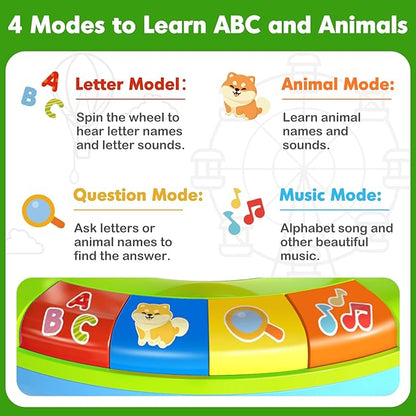 Toys for 1 2 3 Years Old Boys Girls, Musical Spin & Sing Alphabet Zoo with Lights & Sounds, Learning Educational Toys for Toddler 1-3, Christmas Birthday Gifts for Baby Kids Age 6-9-12-18 Months