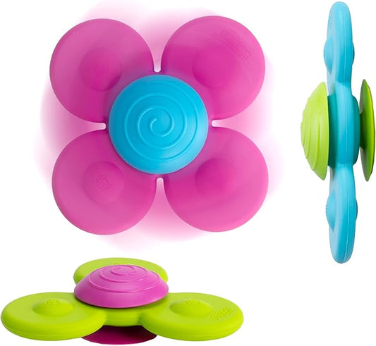 Fat Brain Toys Whirly Squigz, Silicone Spinners and Suction Toys for Kids 10 Months and Up