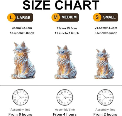 White Cat Wooden Puzzles for Adults, Unique Animal-Shaped Jigsaw Puzzles, Irregular Wood Puzzle Adult Birthday for Cat Lovers Family Friend, 80 Pieces 8.5 * 8.4in