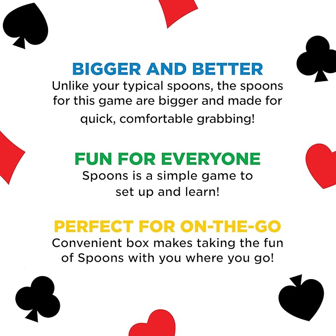 PlayMonster Giant Spoons,Card Games for Kids - Spoons Game,Deck of Cards,Fun Family Games for Kids and Adults, Playing Cards,Game Night, Travel Games, 3-6 Multi-Player Card Game,Ages 7+