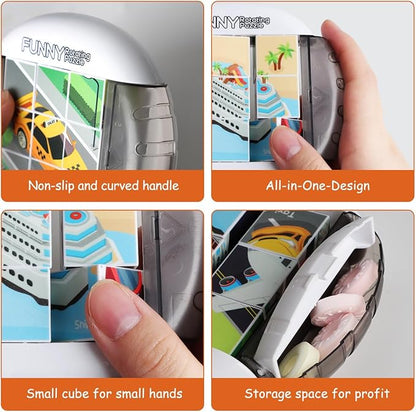 Rotating Puzzle for Kids 3 4 5 6 7 8 Year Old, 4 Puzzles in 1, Toddlers Travel, Car, Airplane, Road Trip Activities, Fine Motor Skills, Fidget, Gift for Boys & Girls Ages 3+ (Transportation)