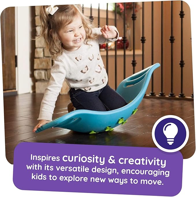 Fat Brain Toys Teeter Popper, Indoor Toddler Sensory Toys for Ages 3 and Up, Blue