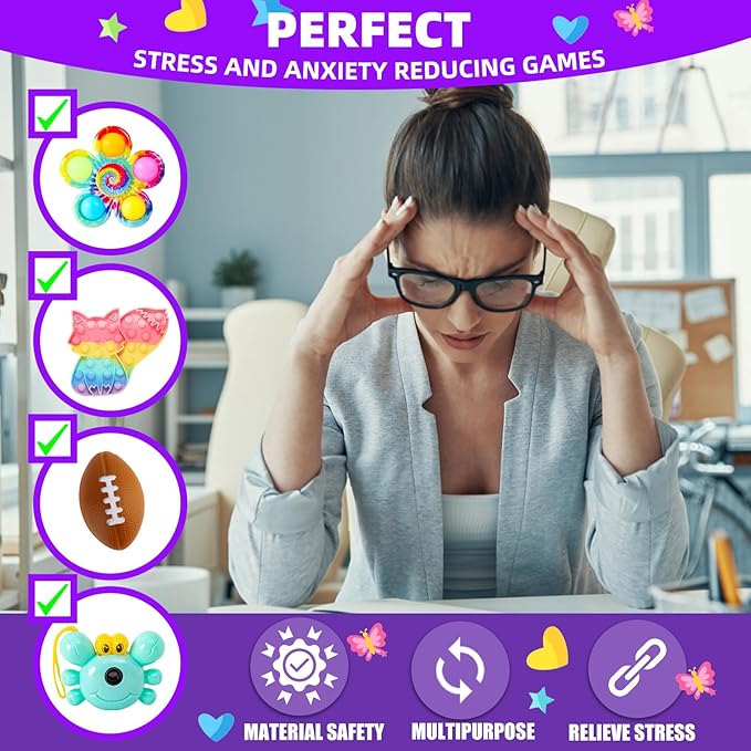 1000Pcs Fidget Toys Pack, Bulk Party Favors for Kids, Stocking Stuffers, Treasure Box Chest, Birthday Party, Classroom Carnival Prizes, Pinata Stuffers, Goodie Bag Stuffers, Stress Relief, Sensory Toy