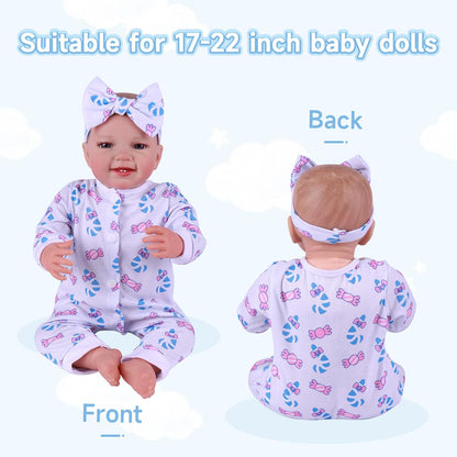 BABESIDE Reborn Baby Doll Clothes for 17-22 Inch Dolls, 5 Sets Baby Doll Clothes Outfits Accessories - Romper Suit and Headband for Newborn Boy&Girl Kids Gift